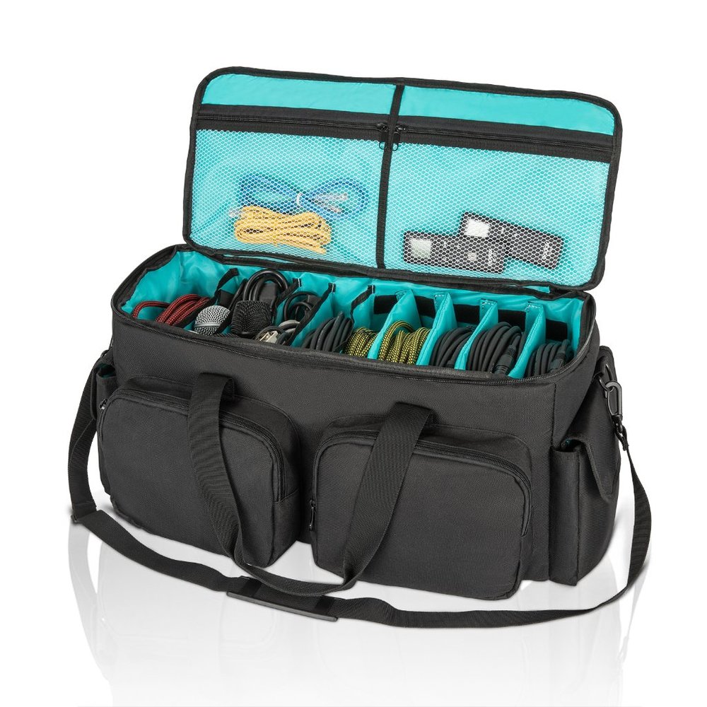 SAVIOUR DJ Cable File Bag with Detachable Padded Bottom and Adjustable Dividers